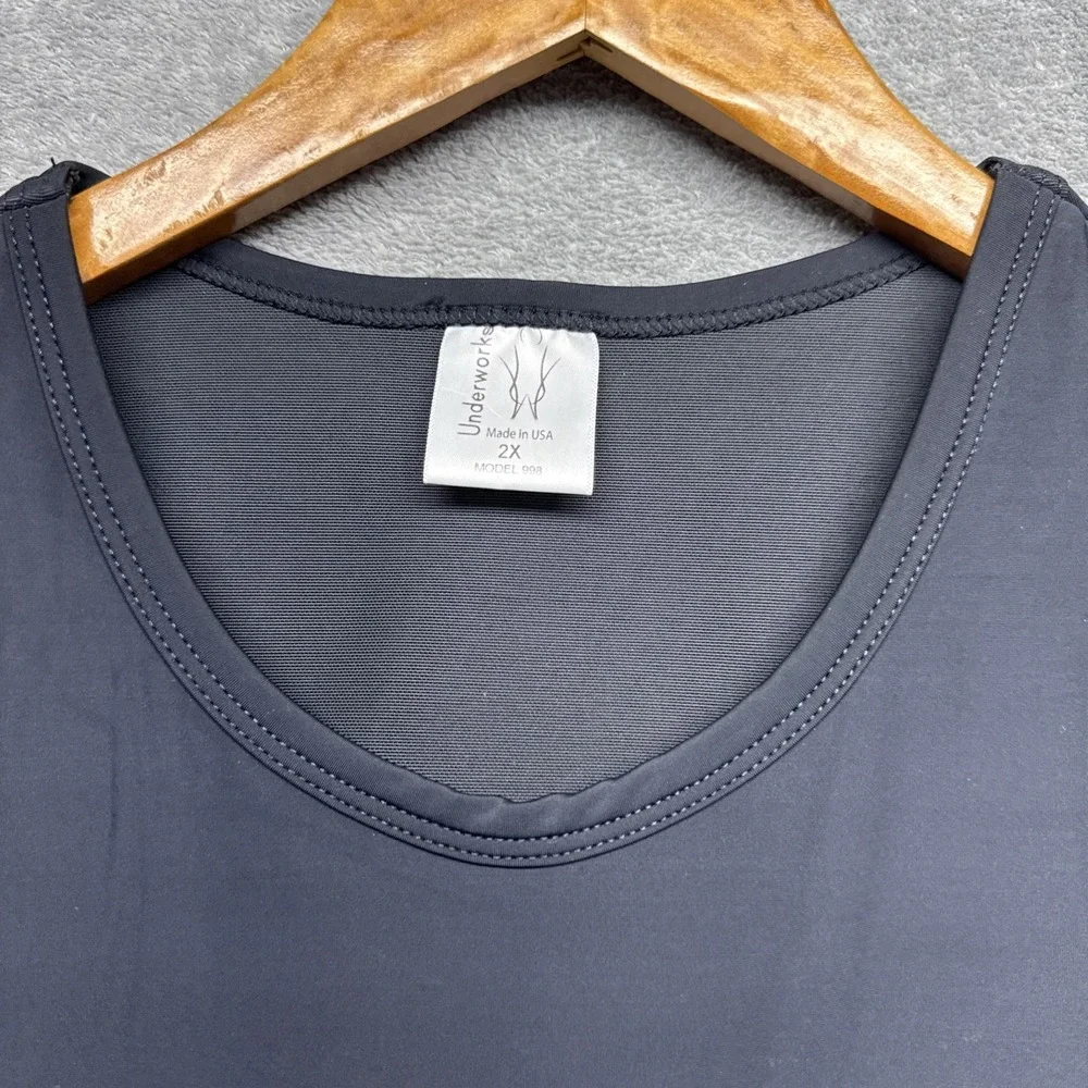 Underworks Mens‎ Concealer Compression Crew Neck T-Shirt Model 998 Black 2X USA
